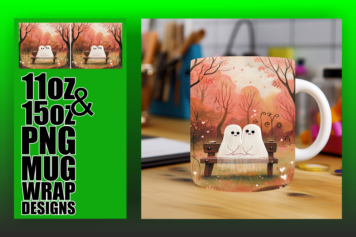 Charming Ghost Mug Wrap Graphic by digitaldarius · Creative Fabrica