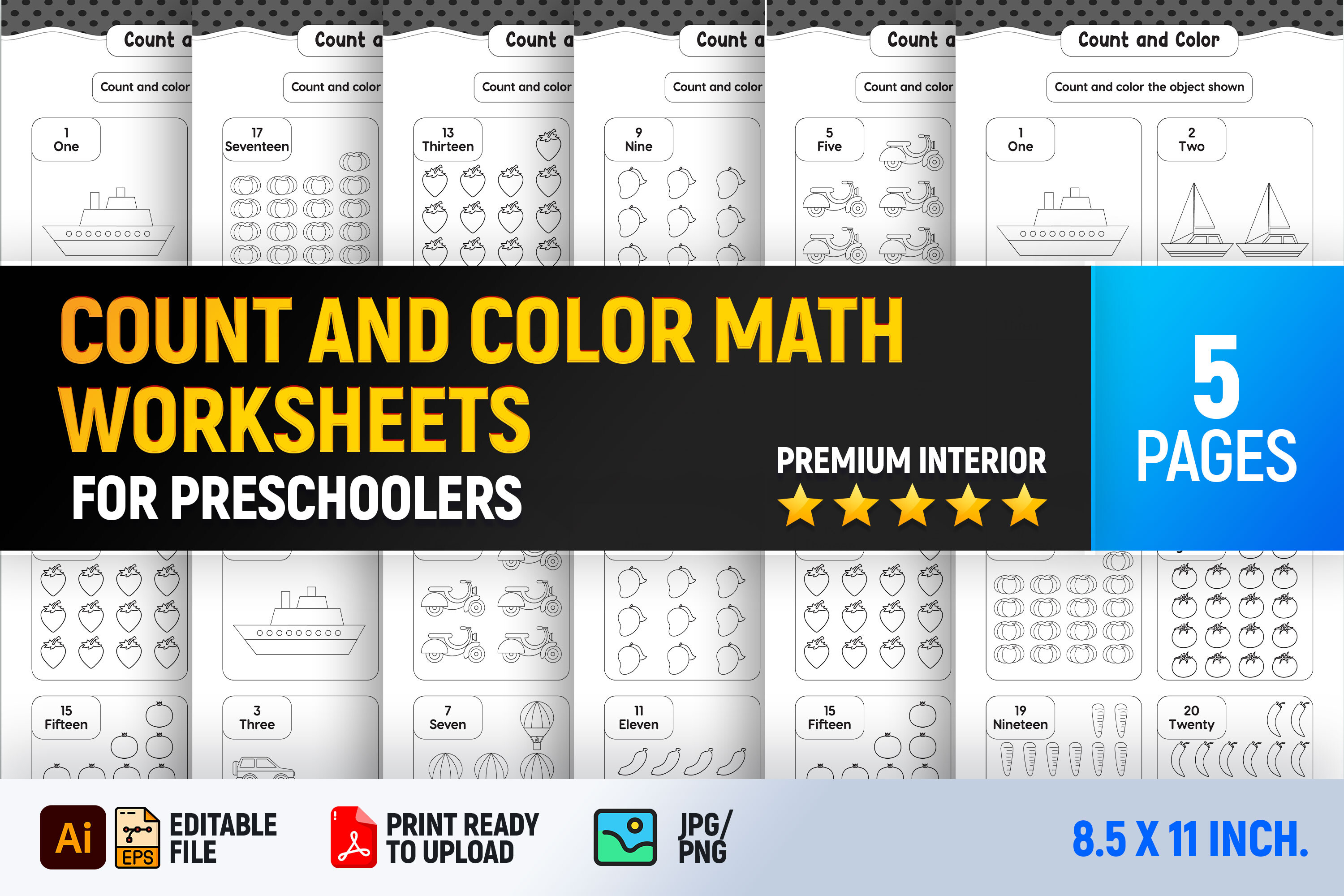 Count and Color Math Worksheets