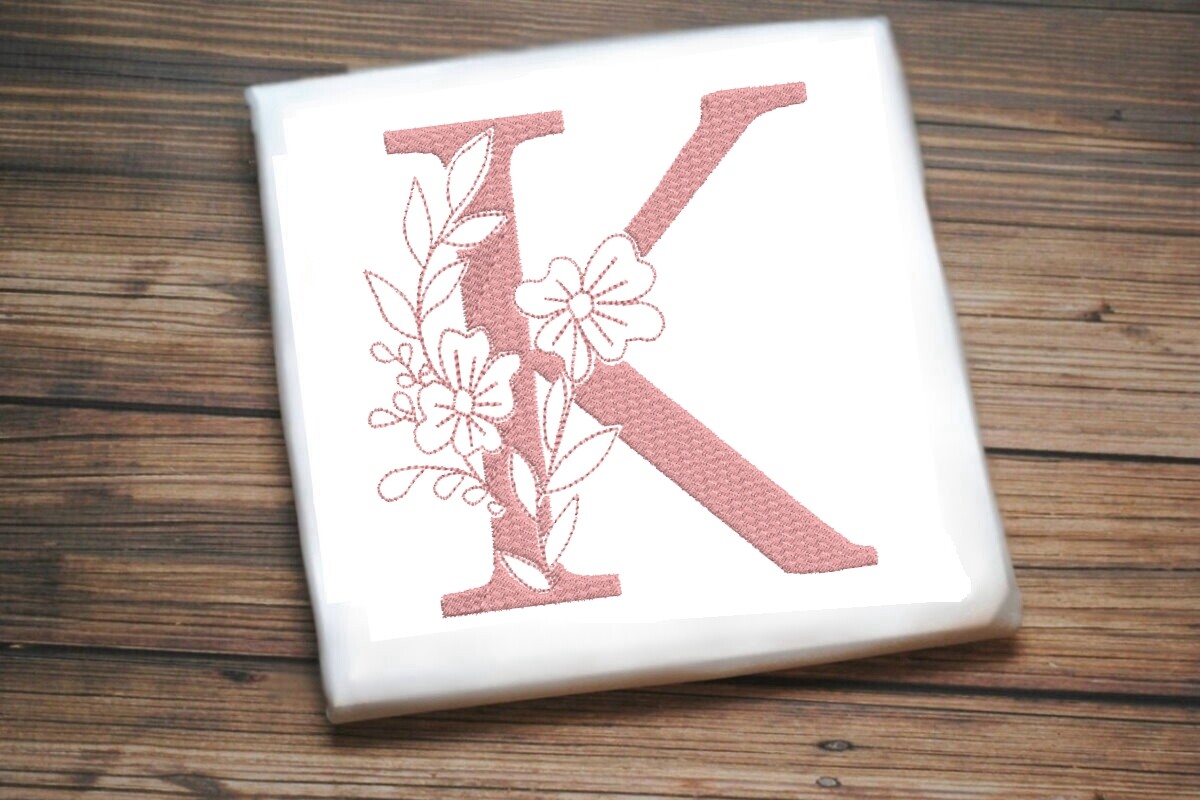 K Floral Monogram Alphabet Decoration