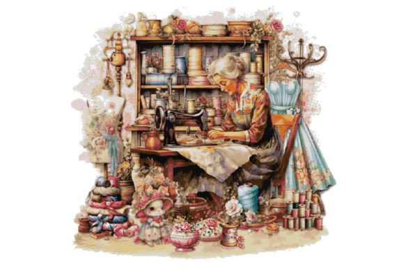 Sewing Room Counted Cross Stitch Pattern