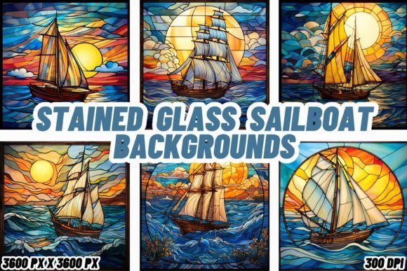 Stained Glass Sailboat Backgrounds