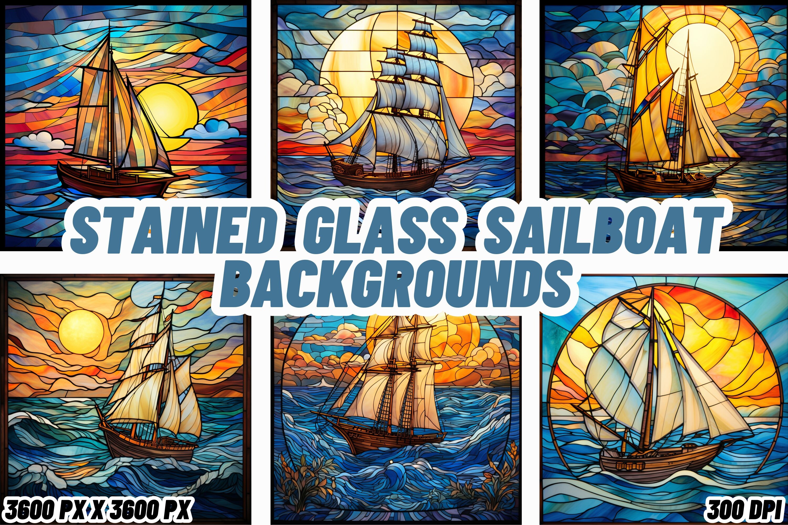 Stained Glass Sailboat Backgrounds
