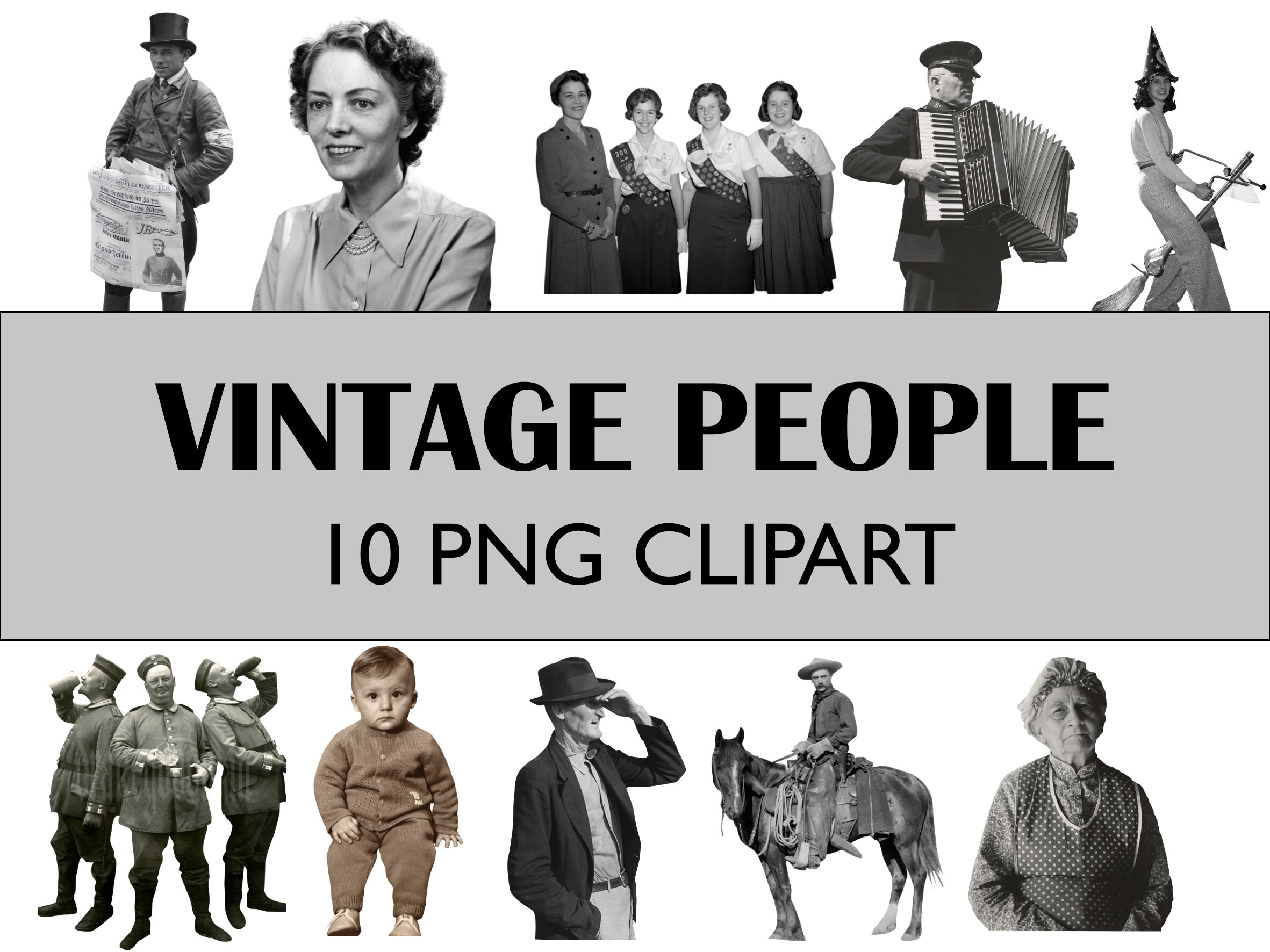 Vintage People Clipart Collage Cutouts