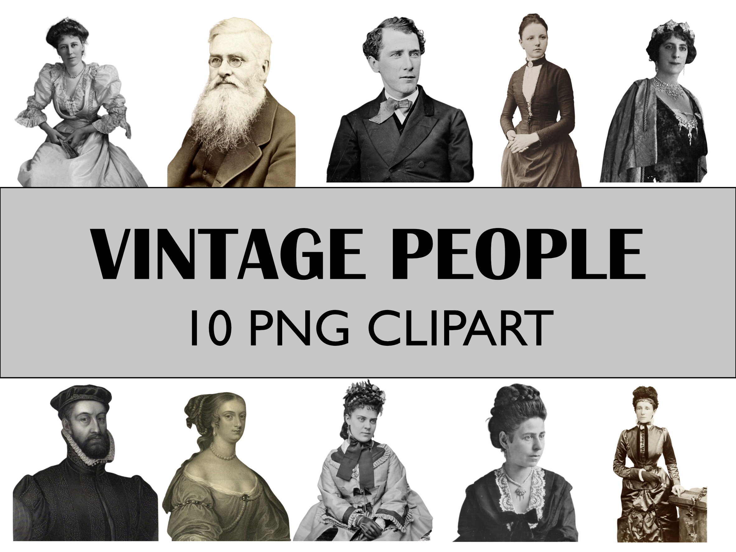 Vintage People Clipart Collage Cutouts