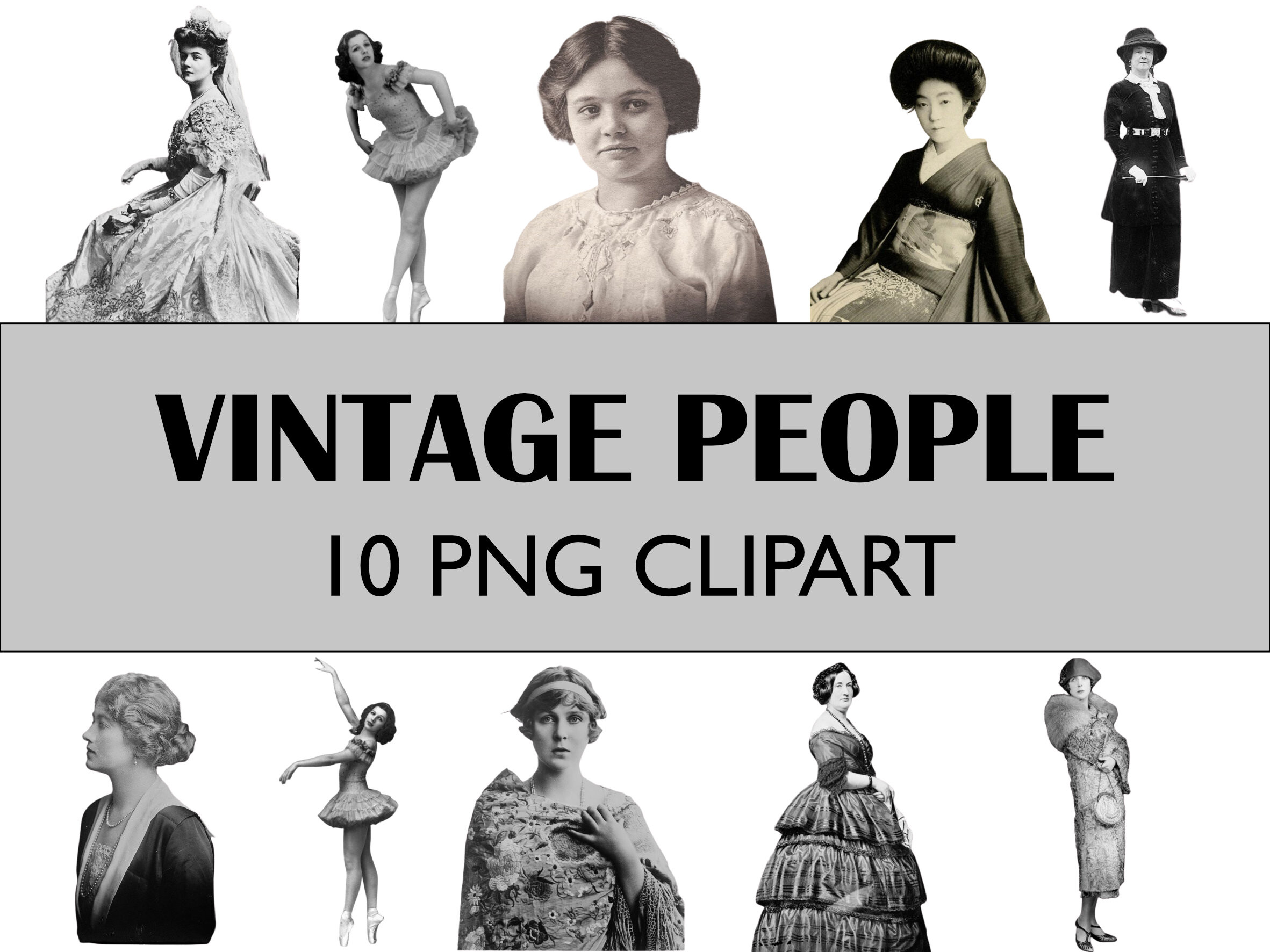 Vintage People Clipart Collage Cutouts
