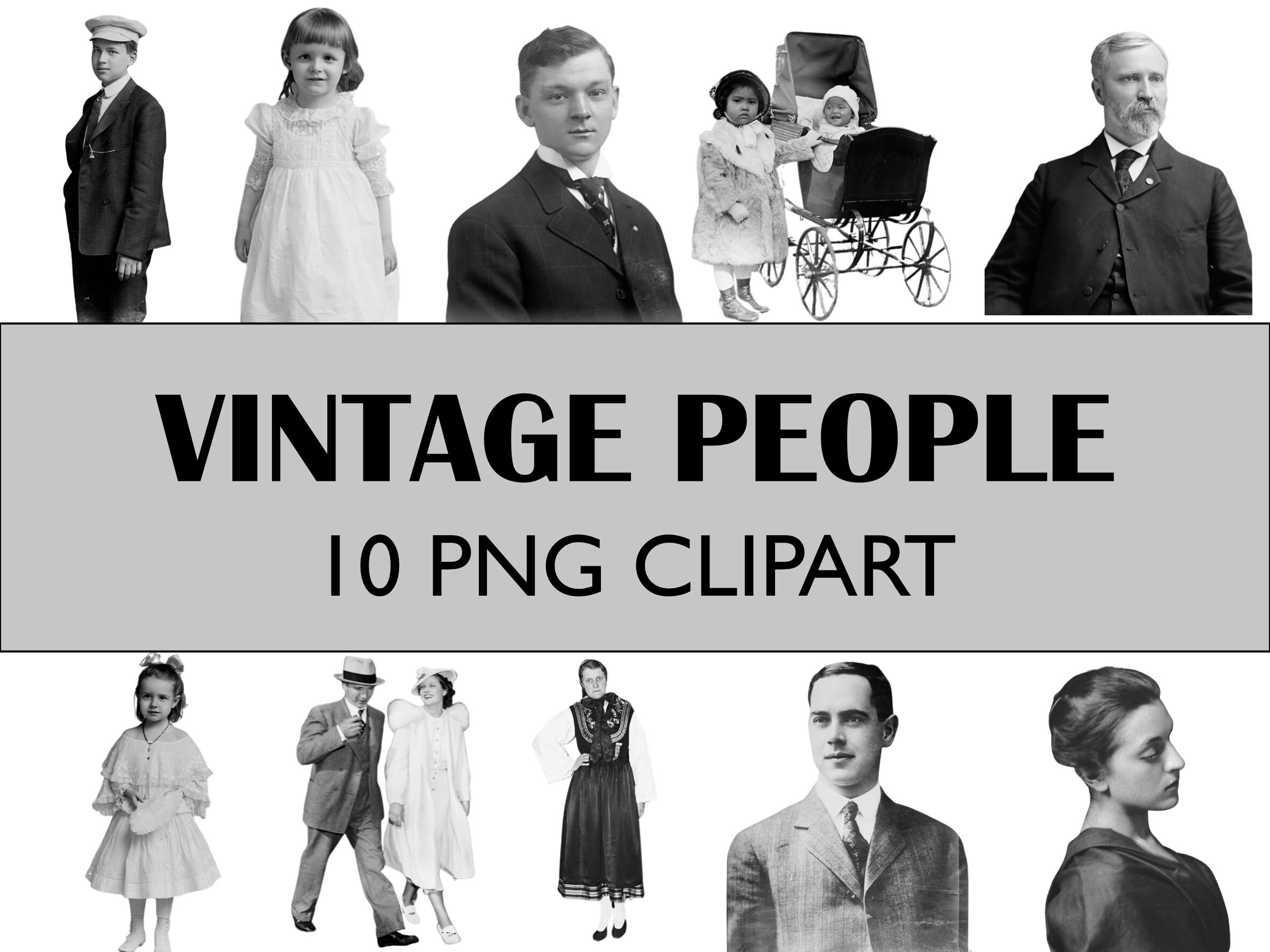 Vintage People Clipart Collage Cutouts