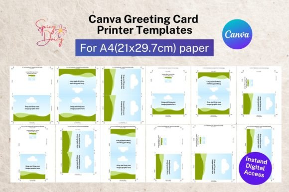 Greeting Card Canva Template - A4 Paper