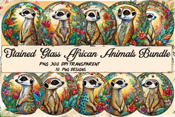 Stained Glass African Animals Bundle Gráfico Ilustraciones Imprimibles Por Venvaro Design