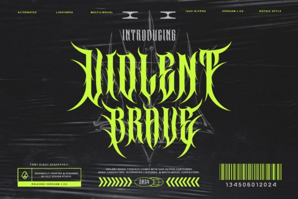 Preview specimen of Violent Brave blackletter font