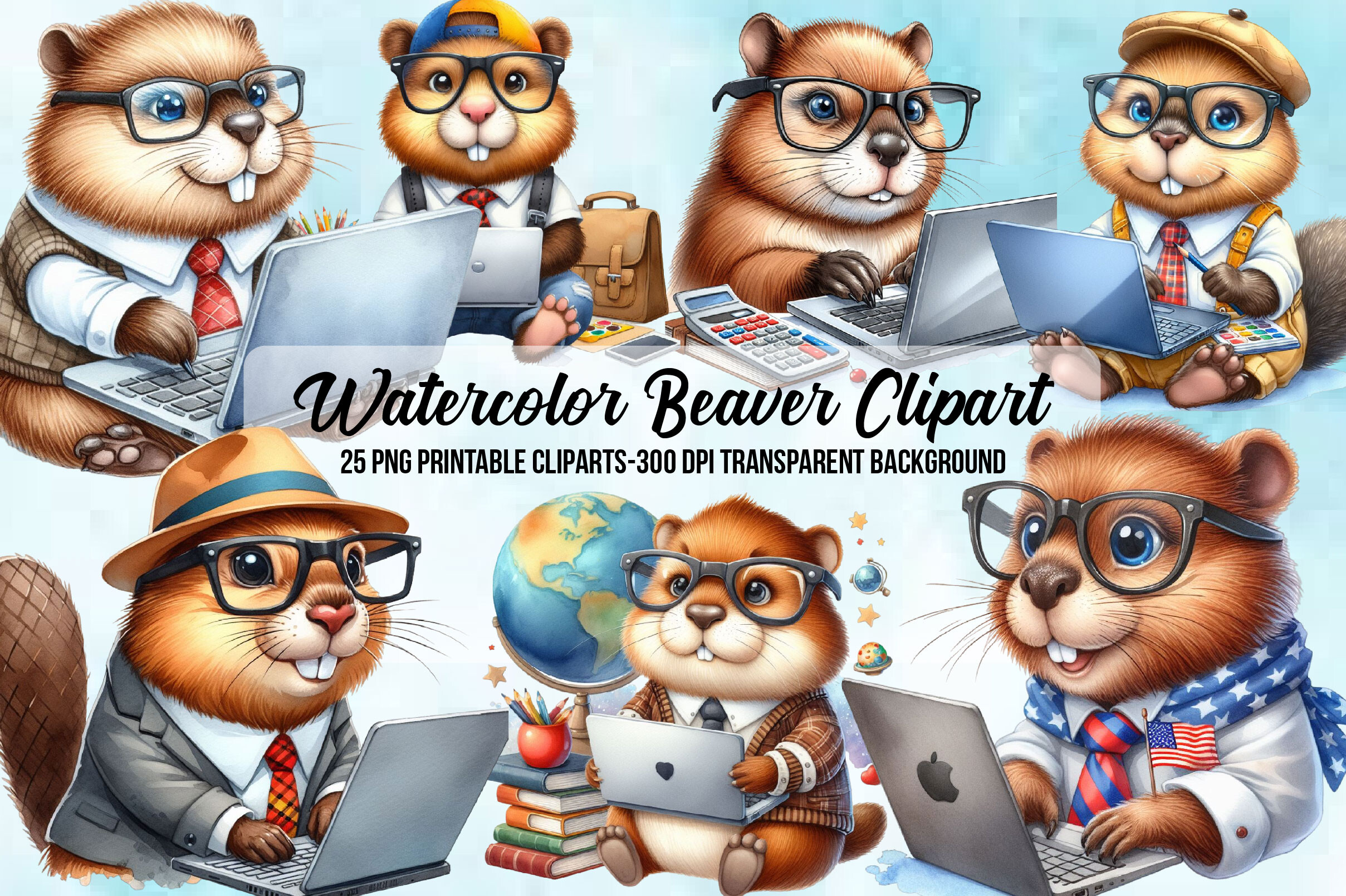 Watercolor Beaver Clipart Graphic by DreamArtGraphic · Creative Fabrica