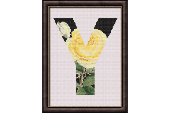 Yellow Rose on Black Y Monogram