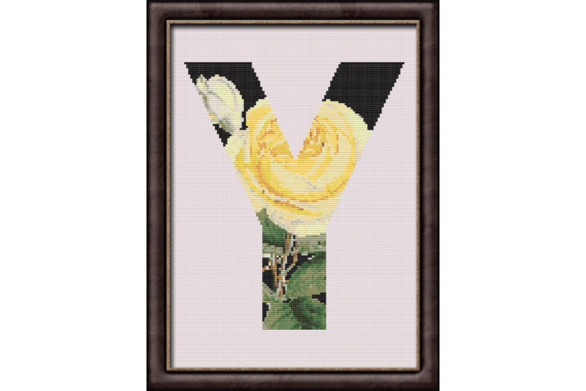 Yellow Rose on Black Y Monogram
