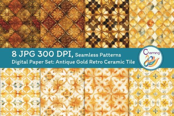 Digital Papers Set: Antique Gold Retro