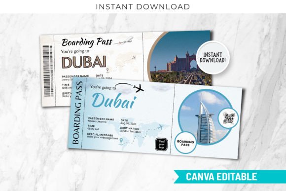 Dubai Boarding Pass Voucher Template