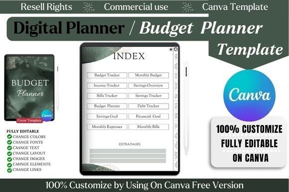 Editable Digital Budget Planner Template