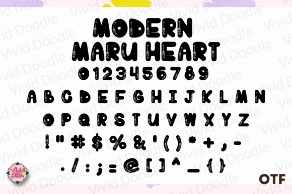 Modern Maru Heart Font PNG with transparent background - Preview 1
