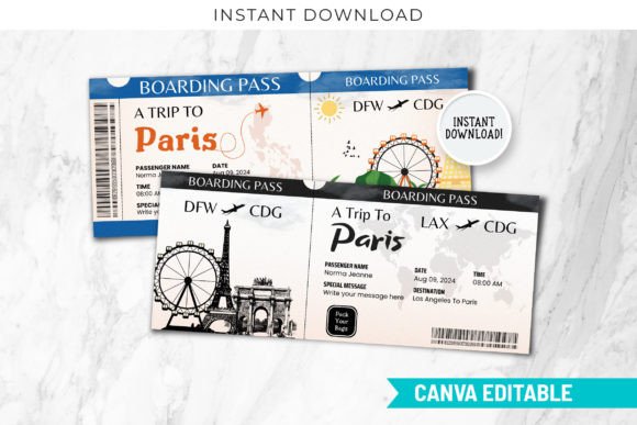 Paris Vacation Travel Ticket Template