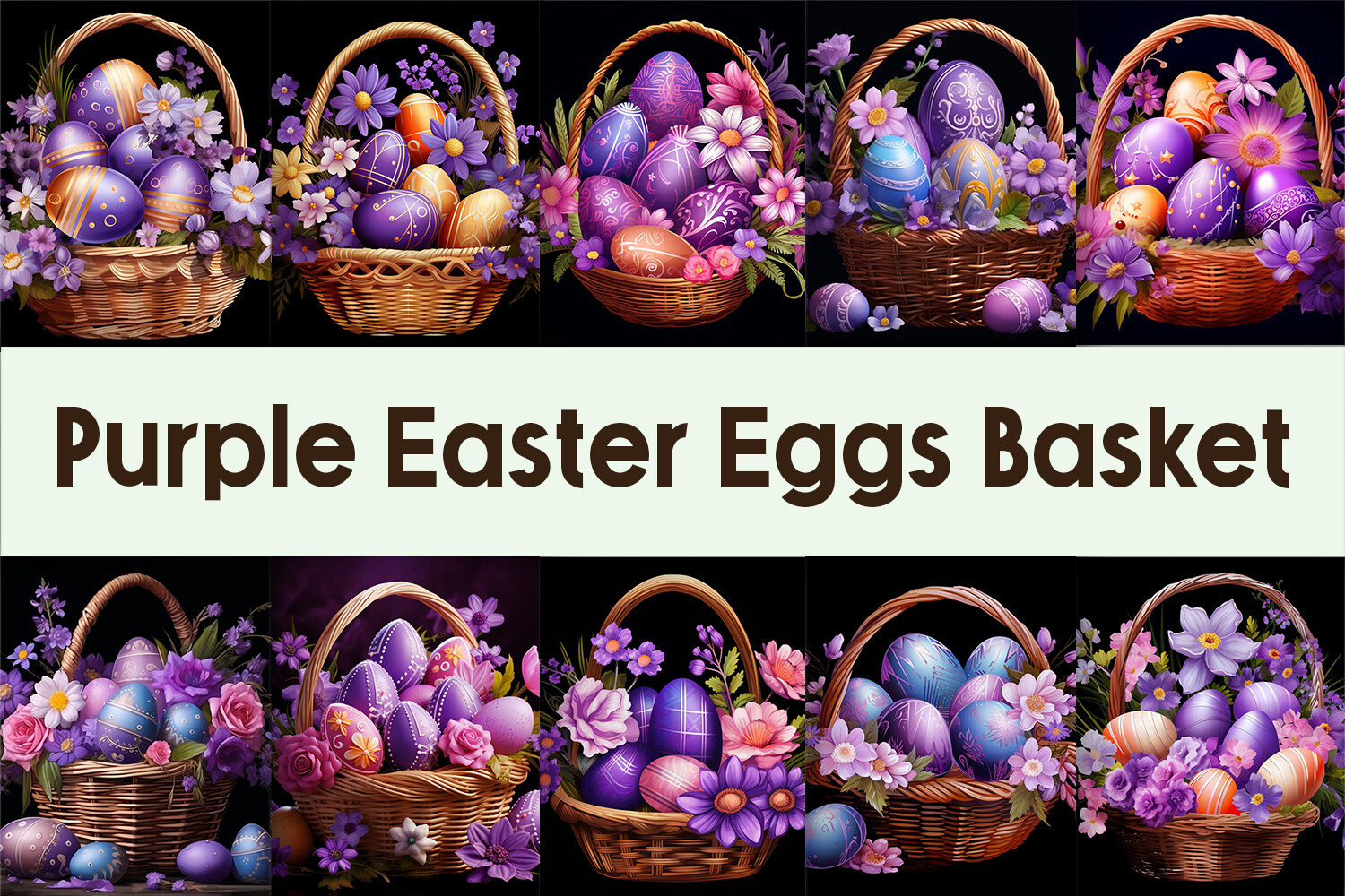 Purple Easter Eggs Basket Graphic by Pamilah · Creative Fabrica