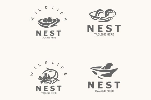 Set of Bird Nest Logo Natural Root