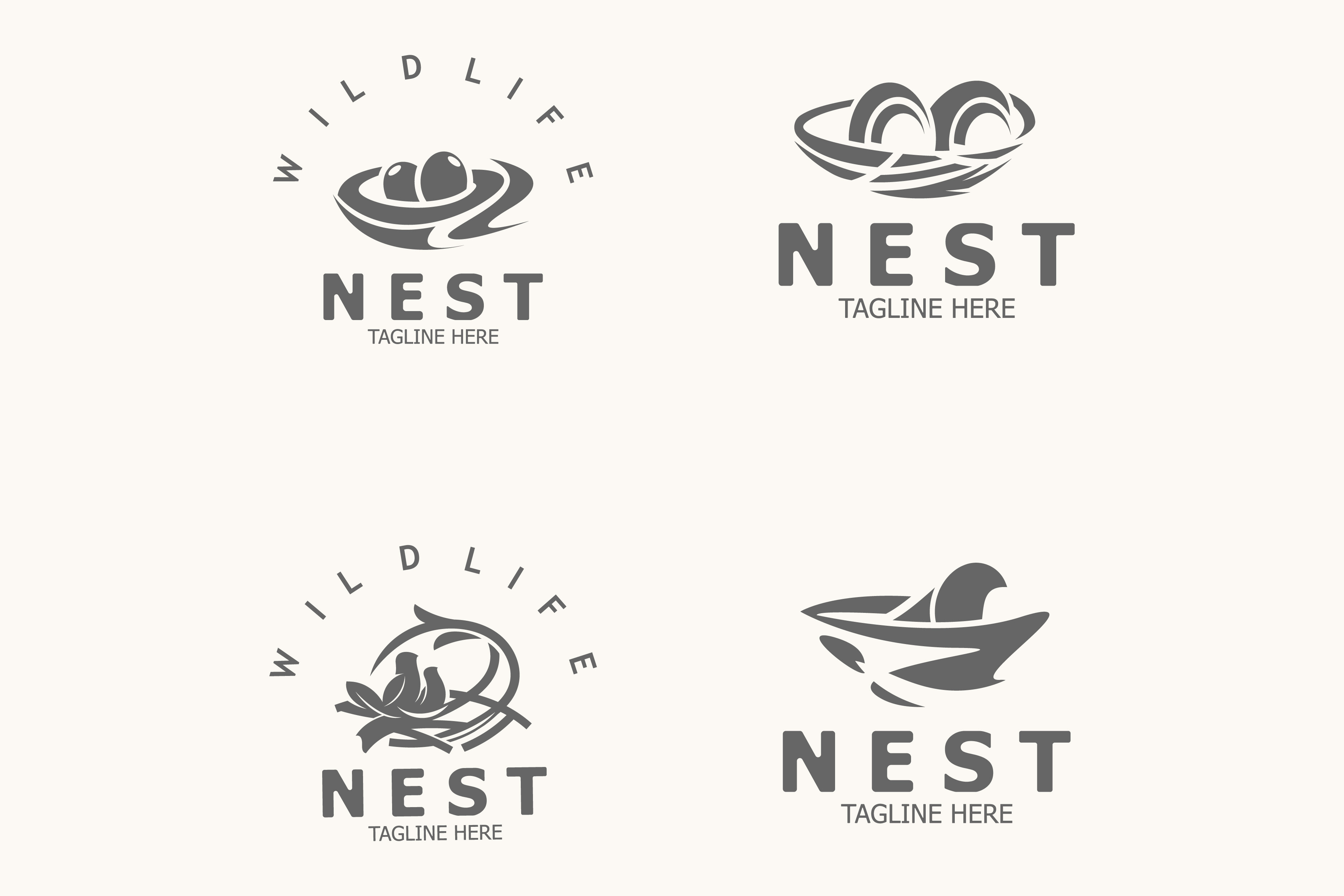 Set of Bird Nest Logo Natural Root