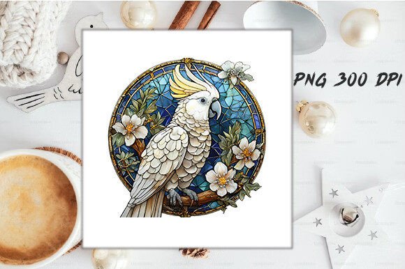 Stained Glass Cockatoo Wind Spinner PNG