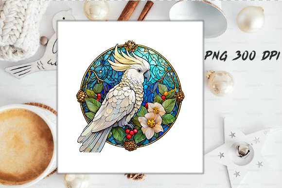 Stained Glass Cockatoo Wind Spinner PNG