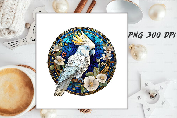 Stained Glass Cockatoo Wind Spinner PNG