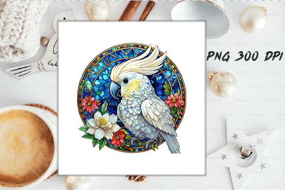 Stained Glass Cockatoo Wind Spinner PNG