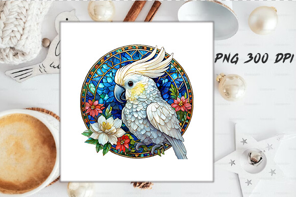 Stained Glass Cockatoo Wind Spinner PNG