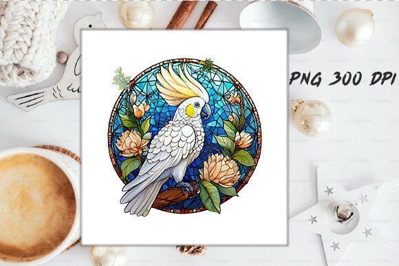 Stained Glass Cockatoo Wind Spinner PNG