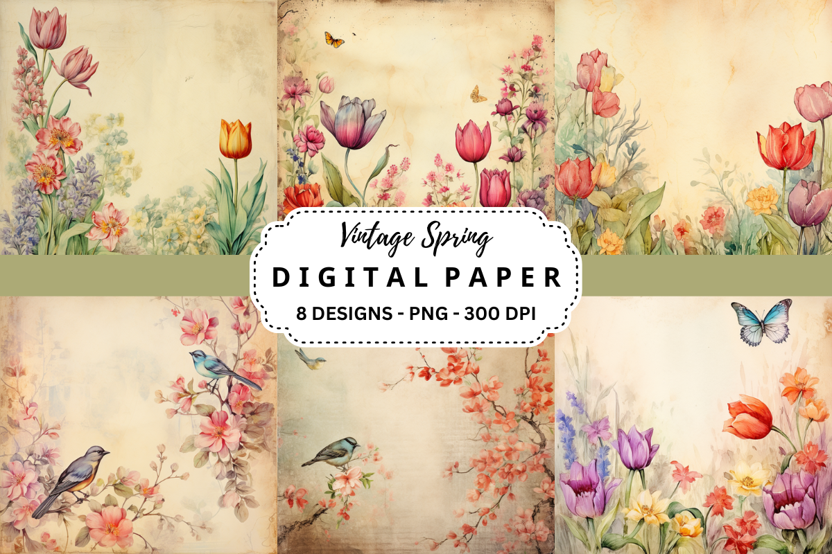 Vintage Spring Background Graphic by pcudesigns · Creative Fabrica
