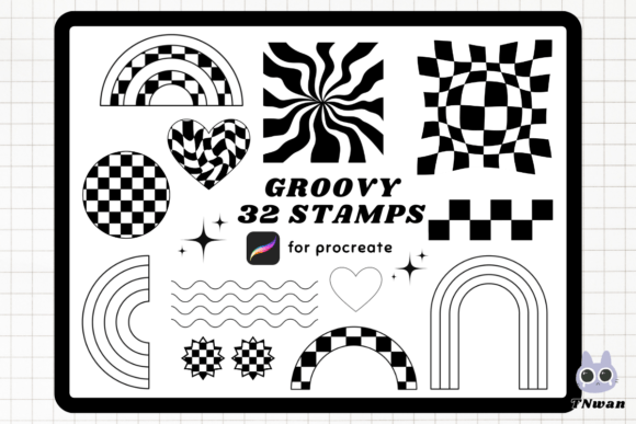 Y2k Groovy Retro Procreate Brush Stamp