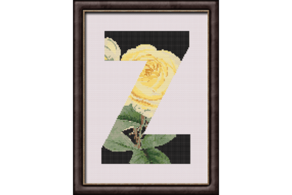 Yellow Rose on Black Z Monogram