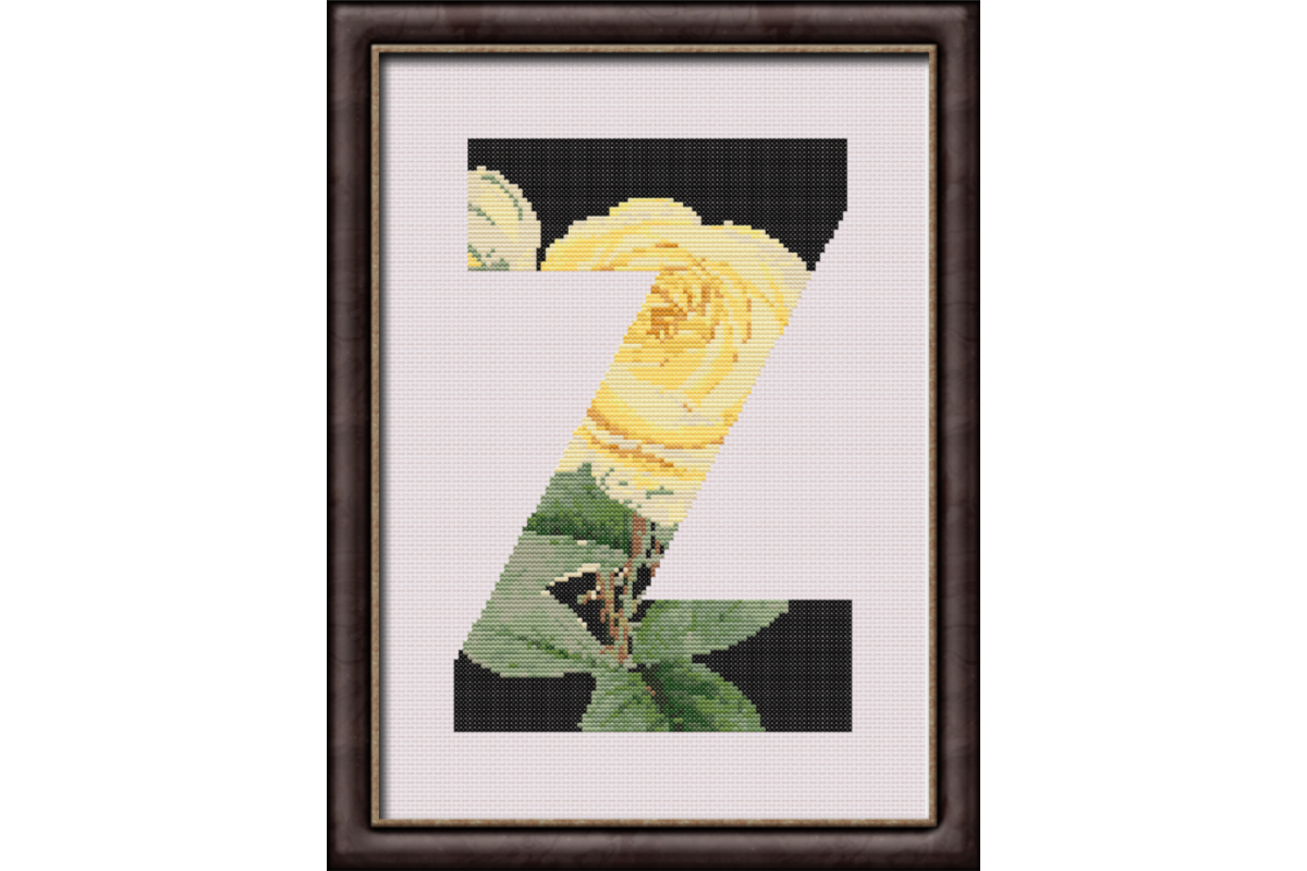 Yellow Rose on Black Z Monogram
