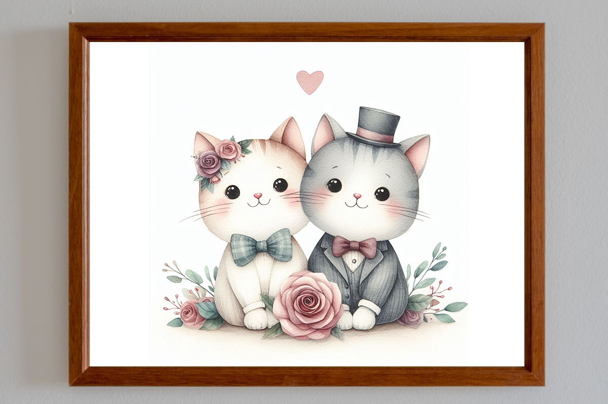 Best Watercolor Design of Cat Couple Graphic by sahamilon125 · Creative ...