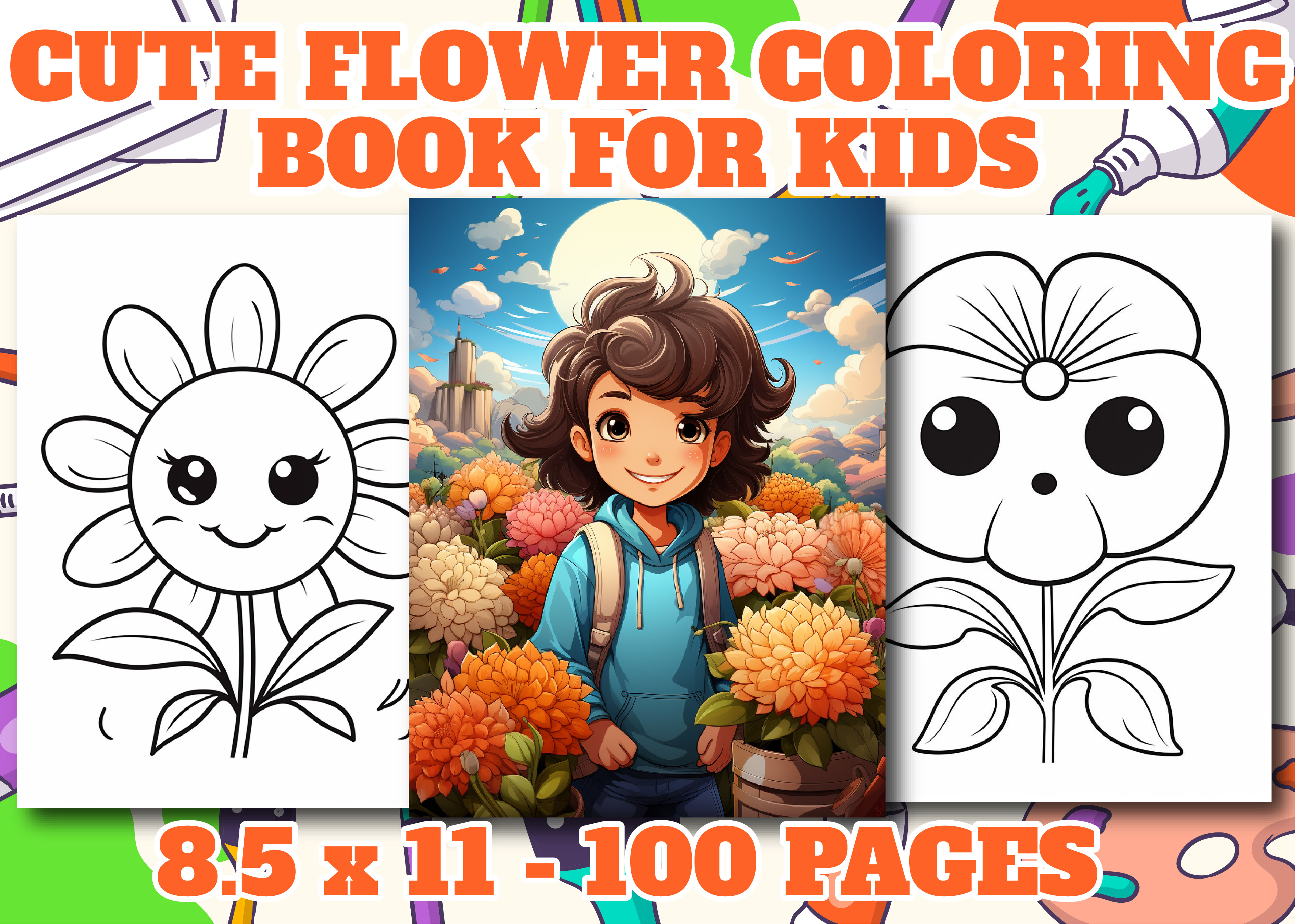 Cute Flower Coloring Page Graphic by Nisad Design House · Creative Fabrica