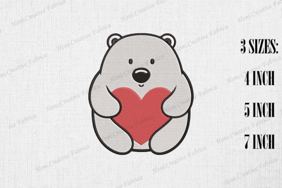 Cute Polar Bear Hugging Heart Valentine