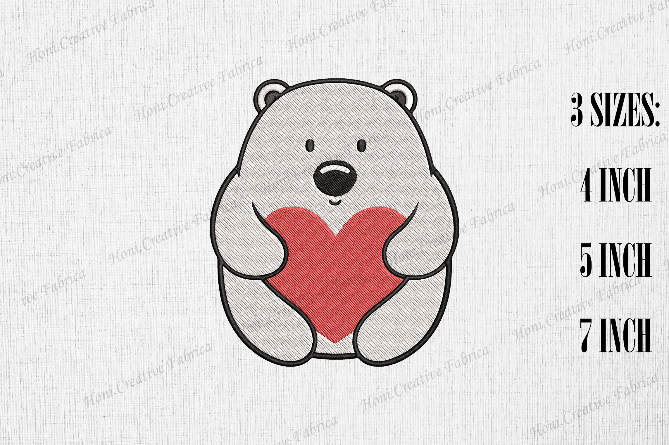 Cute Polar Bear Hugging Heart Valentine