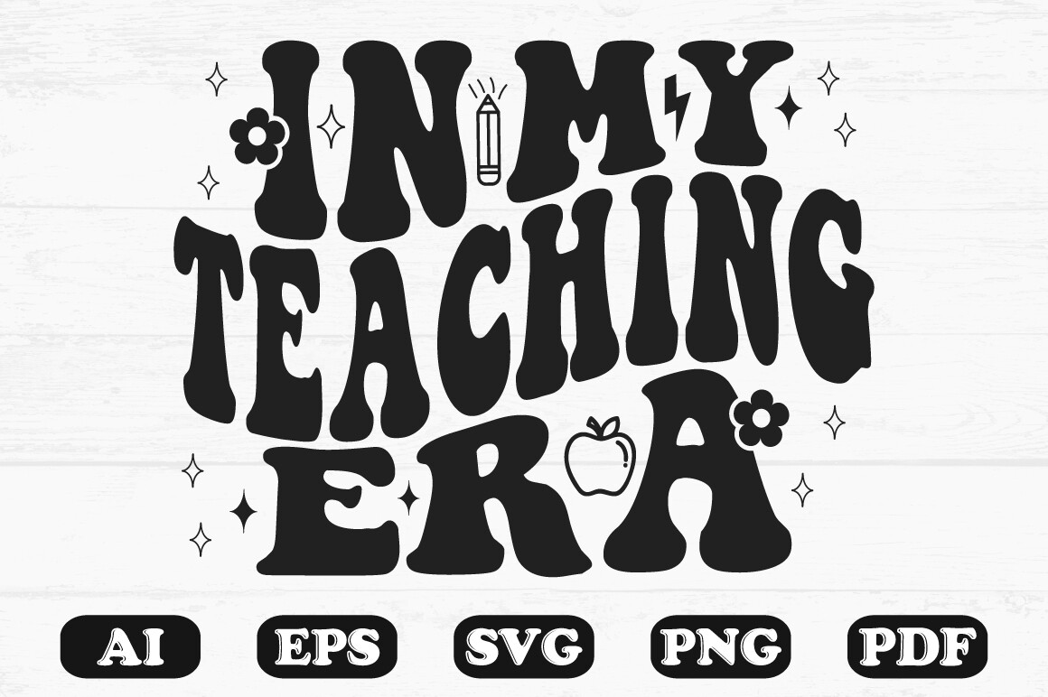 In My Teaching Era Retro Wavy Svg T-shir Graphic by hosneara 4767 ...