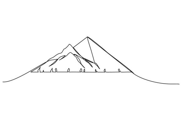 Mountain One Line Art Nature Artwork Grafika Ilustracje do Druku Przez mahmuda akter