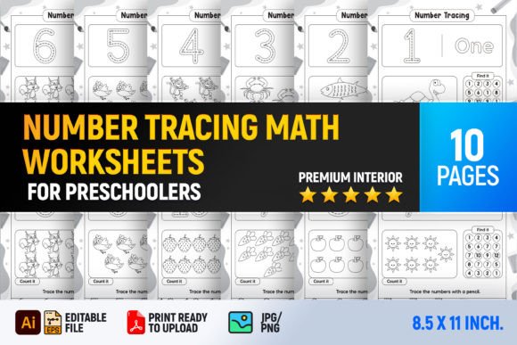 Preschooler Number Tracing Worksheets Graphic PreK By Interior Creative