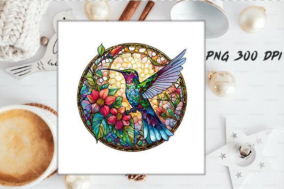 Stained Glass Hummingbird Wind Spinner