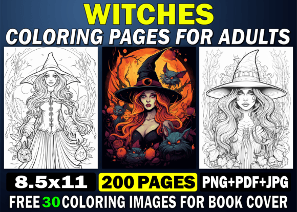 200 Witches Coloring Pages for Adults