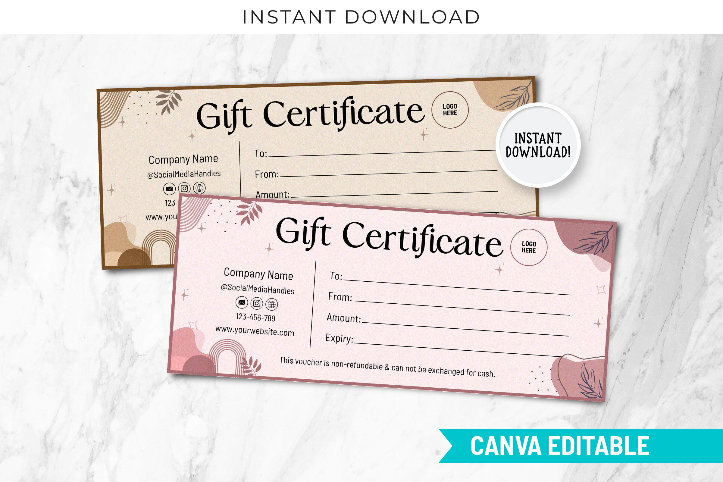 Boho Canva Gift Certificate Voucher Temp