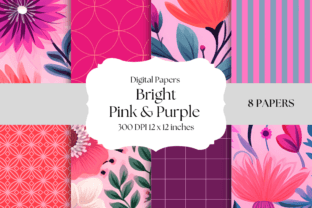 Bright Pink and Purple Digital Papers Graphic by More Paper Than Shoes ...