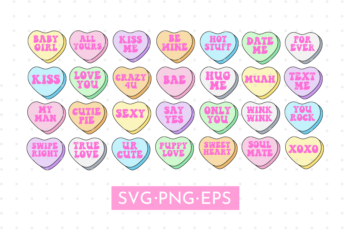 Candy Hearts Svg Valentines Day Svg Graphic by MaiaLunaDesign ...