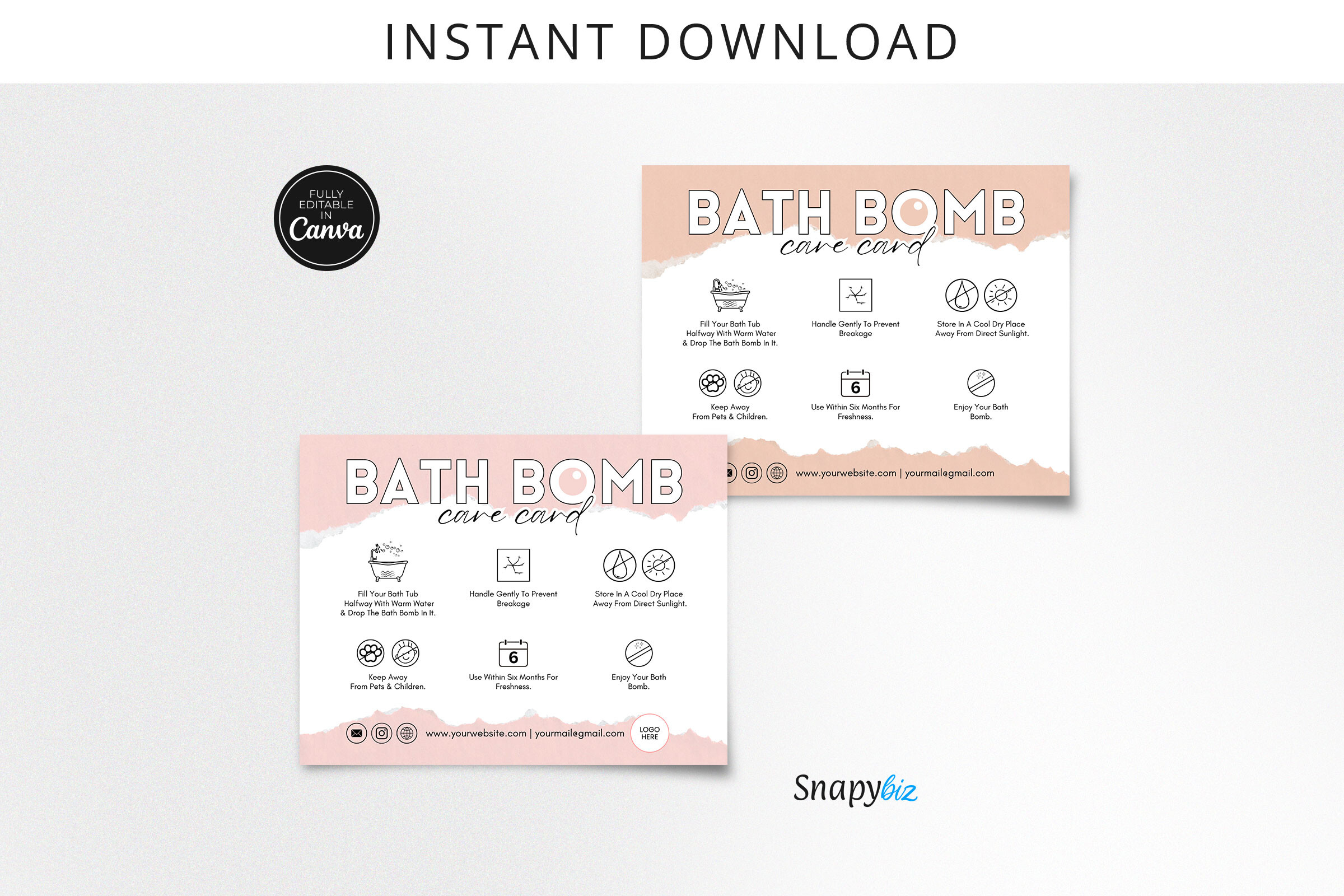 Editable Bath Bomb Care Card Template Graphic by SnapyBiz · Creative ...