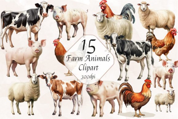 Farm Animals Sublimation Clipart Bundle Graphic by ArtCursor · Creative ...