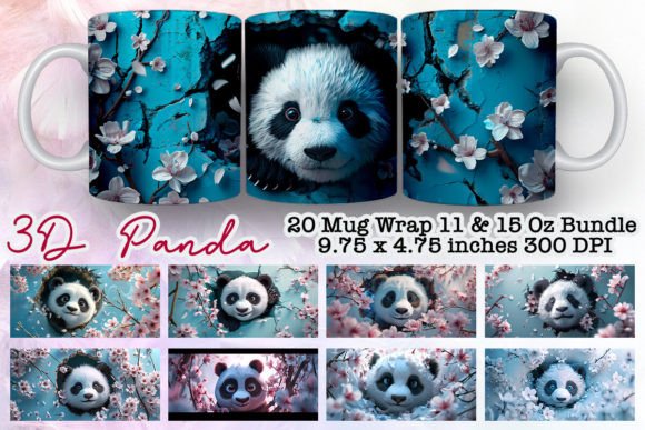 Floral Panda Break 3d Mug Wrap Bundle Graphics