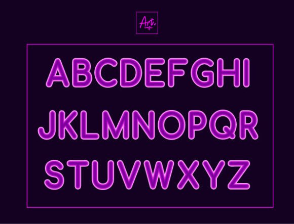 Neon Font PNG with transparent background - Preview 1